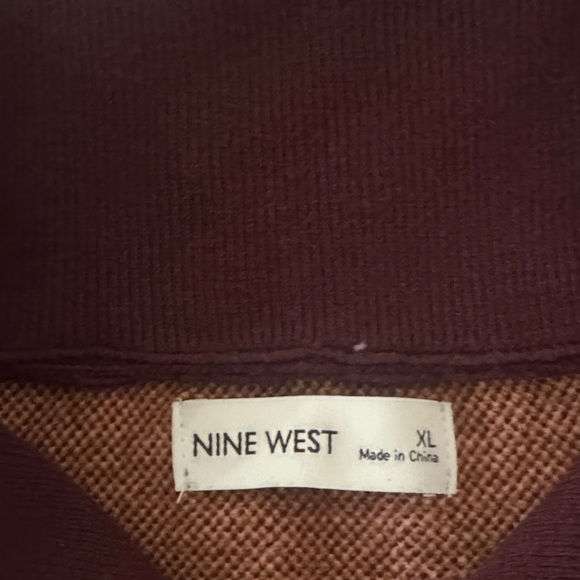 Nine West Maroon Sweater with Pink and Gold Swirls - Picture 2 of 8